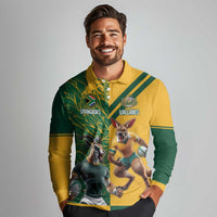 Personalized Rugby South Africa Australia Long Sleeve Polo Shirt Springboks Wallabies Mascot Go Champions - Wonder Print Shop