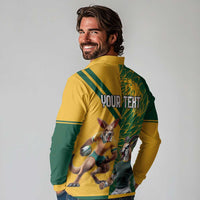 Personalized Rugby South Africa Australia Long Sleeve Polo Shirt Springboks Wallabies Mascot Go Champions - Wonder Print Shop