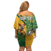 Personalized Rugby South Africa Australia Off Shoulder Short Dress Springboks Wallabies Mascot Go Champions - Wonder Print Shop