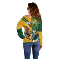 Personalized Rugby South Africa Australia Off Shoulder Sweater Springboks Wallabies Mascot Go Champions - Wonder Print Shop