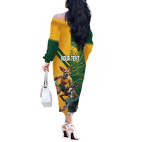 Personalized Rugby South Africa Australia Off The Shoulder Long Sleeve Dress Springboks Wallabies Mascot Go Champions - Wonder Print Shop