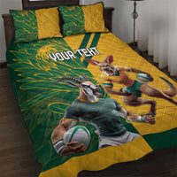 Personalized Rugby South Africa Australia Quilt Bed Set Springboks Wallabies Mascot Go Champions - Wonder Print Shop