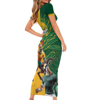 Personalized Rugby South Africa Australia Short Sleeve Bodycon Dress Springboks Wallabies Mascot Go Champions - Wonder Print Shop