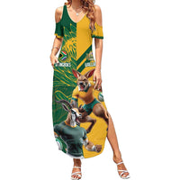 Personalized Rugby South Africa Australia Summer Maxi Dress Springboks Wallabies Mascot Go Champions - Wonder Print Shop