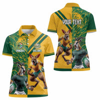Personalized Rugby South Africa Australia Women Polo Shirt Springboks Wallabies Mascot Go Champions - Wonder Print Shop