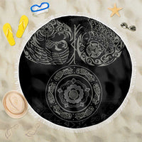 Viking Pride of Yorkshire Beach Blanket Black Odin’s Ravens Nordic - Wonder Print Shop
