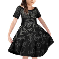 Viking Pride of Yorkshire Family Matching Off Shoulder Short Dress and Hawaiian Shirt Black Odin’s Ravens Nordic - Wonder Print Shop