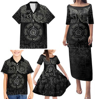 Viking Pride of Yorkshire Family Matching Puletasi and Hawaiian Shirt Black Odin’s Ravens Nordic - Wonder Print Shop
