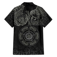 Viking Pride of Yorkshire Family Matching Puletasi and Hawaiian Shirt Black Odin’s Ravens Nordic - Wonder Print Shop