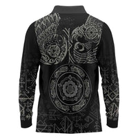 Viking Pride of Yorkshire Long Sleeve Polo Shirt Black Odin’s Ravens Nordic - Wonder Print Shop