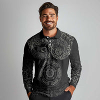 Viking Pride of Yorkshire Long Sleeve Polo Shirt Black Odin’s Ravens Nordic - Wonder Print Shop