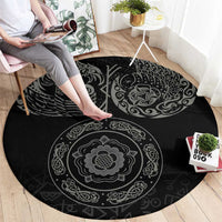 Viking Pride of Yorkshire Round Carpet Black Odin’s Ravens Nordic - Wonder Print Shop
