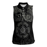 Viking Pride of Yorkshire Women Sleeveless Polo Shirt Black Odin’s Ravens Nordic - Wonder Print Shop