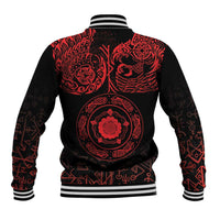 Viking Pride of Yorkshire Baseball Jacket Red Odin’s Ravens Nordic - Wonder Print Shop