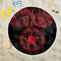 Viking Pride of Yorkshire Beach Blanket Red Odin’s Ravens Nordic - Wonder Print Shop