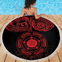 Viking Pride of Yorkshire Beach Blanket Red Odin’s Ravens Nordic - Wonder Print Shop