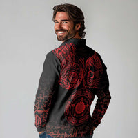 Viking Pride of Yorkshire Long Sleeve Polo Shirt Red Odin’s Ravens Nordic - Wonder Print Shop
