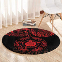 Viking Pride of Yorkshire Round Carpet Red Odin’s Ravens Nordic - Wonder Print Shop
