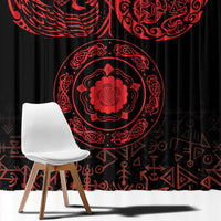 Viking Pride of Yorkshire Window Curtain Red Odin’s Ravens Nordic - Wonder Print Shop