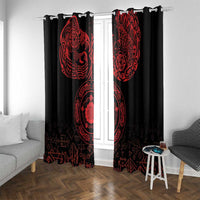 Viking Pride of Yorkshire Window Curtain Red Odin’s Ravens Nordic - Wonder Print Shop