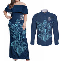 Custom Derbyshire Cricket Spirit Couples Matching Off Shoulder Maxi Dress and Long Sleeve Button Shirt Derbyshire Falcons Sporty Style - Wonder Print Shop