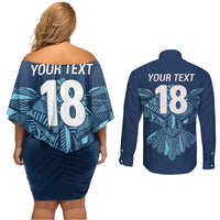 Custom Derbyshire Cricket Spirit Couples Matching Off Shoulder Short Dress and Long Sleeve Button Shirt Derbyshire Falcons Sporty Style - Wonder Print Shop