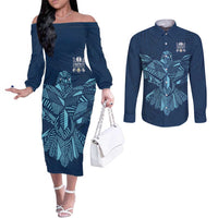 Custom Derbyshire Cricket Spirit Couples Matching Off The Shoulder Long Sleeve Dress and Long Sleeve Button Shirt Derbyshire Falcons Sporty Style - Wonder Print Shop