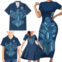 Custom Derbyshire Cricket Spirit Family Matching Short Sleeve Bodycon Dress and Hawaiian Shirt Derbyshire Falcons Sporty Style - Wonder Print Shop