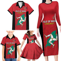 Custom Isle of Man Cricket Family Matching Long Sleeve Bodycon Dress and Hawaiian Shirt Quocunque Jeceris Stabit - Wonder Print Shop