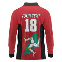 Custom Isle of Man Cricket Long Sleeve Polo Shirt Quocunque Jeceris Stabit - Wonder Print Shop