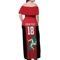 Custom Isle of Man Cricket Off Shoulder Maxi Dress Quocunque Jeceris Stabit - Wonder Print Shop