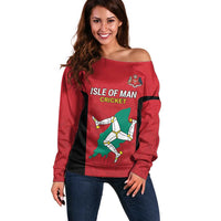 Custom Isle of Man Cricket Off Shoulder Sweater Quocunque Jeceris Stabit - Wonder Print Shop