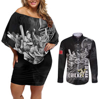 Personalized Isle of Man Cricket Couples Matching Off Shoulder Short Dress and Long Sleeve Button Shirt Go Champion - Wonder Print Shop