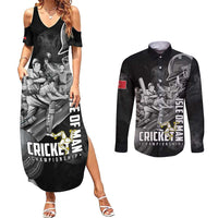 Personalized Isle of Man Cricket Couples Matching Summer Maxi Dress and Long Sleeve Button Shirt Go Champion - Wonder Print Shop