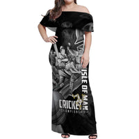 Personalized Isle of Man Cricket Off Shoulder Maxi Dress Go Champion - Wonder Print Shop