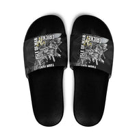 Personalized Isle of Man Cricket Slide Sandals Go Champion - Wonder Print Shop
