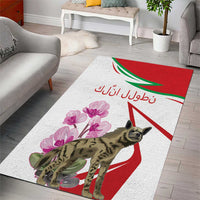 Lebanon Striped Hyena Area Rug With Cyclamen Flowers - Wonder Print Shop