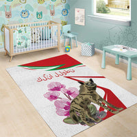 Lebanon Striped Hyena Area Rug With Cyclamen Flowers - Wonder Print Shop