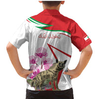 Lebanon Striped Hyena Family Matching Mermaid Dress and Hawaiian Shirt With Cyclamen Flowers - Wonder Print Shop