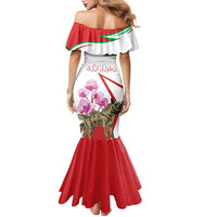 Lebanon Striped Hyena Family Matching Mermaid Dress and Hawaiian Shirt With Cyclamen Flowers - Wonder Print Shop