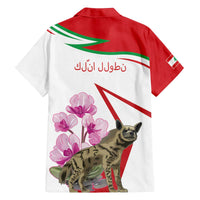 Lebanon Striped Hyena Family Matching Off The Shoulder Long Sleeve Dress and Hawaiian Shirt With Cyclamen Flowers - Wonder Print Shop