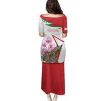 Lebanon Striped Hyena Family Matching Puletasi and Hawaiian Shirt With Cyclamen Flowers - Wonder Print Shop