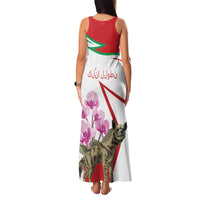 Lebanon Striped Hyena Family Matching Tank Maxi Dress and Hawaiian Shirt With Cyclamen Flowers - Wonder Print Shop