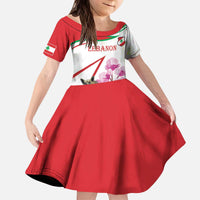 Lebanon Striped Hyena Kid Short Sleeve Dress With Cyclamen Flowers - Wonder Print Shop