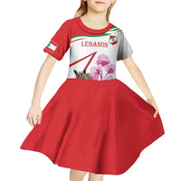 Lebanon Striped Hyena Kid Short Sleeve Dress With Cyclamen Flowers - Wonder Print Shop