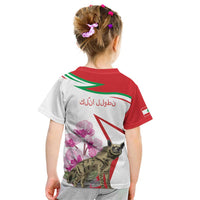 Lebanon Striped Hyena Kid T Shirt With Cyclamen Flowers - Wonder Print Shop