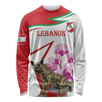 Lebanon Striped Hyena Long Sleeve Shirt With Cyclamen Flowers - Wonder Print Shop