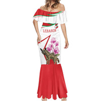 Lebanon Striped Hyena Mermaid Dress With Cyclamen Flowers - Wonder Print Shop