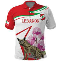 Lebanon Striped Hyena Polo Shirt With Cyclamen Flowers - Wonder Print Shop
