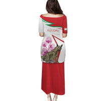 Lebanon Striped Hyena Puletasi With Cyclamen Flowers - Wonder Print Shop